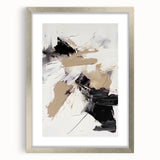 Framed modern abstract wall art collection featuring five colorful designs with a sleek silver mat, ideal for contemporary decor.