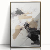 Framed abstract modern wall art collection showcasing five vibrant acrylic pieces with gold accents, adding elegance to any space.
