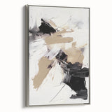 Framed abstract modern wall art collection showcasing five colorful pieces with silver accents, enhancing contemporary home decor aesthetics.