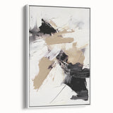 Framed abstract modern wall art collection showcasing vibrant geometric patterns in a white frame, adding a contemporary touch to any space.