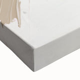 Close-up of a vibrant abstract modern wall art design on stretched canvas, showcasing bold colors and intricate patterns ideal for contemporary decor.