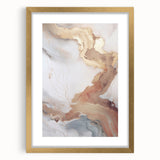 Abstract modern wall art featuring a gold frame and mat, showcasing a vibrant design perfect for contemporary decor. Ideal for enhancing living spaces with elegance.
