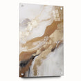 Abstract modern wall art collection featuring acrylic glass with a sleek side view showcasing vibrant colors and intricate designs, secured with stylish pins.