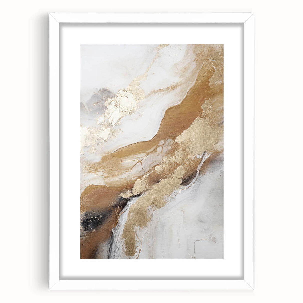 Abstract modern wall art design featuring a framed piece with a white mat, showcasing vibrant colors and geometric patterns, perfect for contemporary decor.