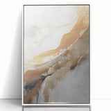 Framed wall art featuring an abstract modern design with a white frame, showcasing vibrant colors and geometric shapes, ideal for contemporary home decor.