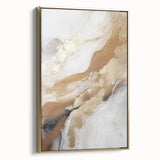 Framed canvas wall art showcasing an abstract modern design with gold accents, set against a neutral background, ideal for contemporary home decor.