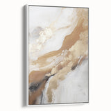 Framed canvas wall art showcasing an abstract modern design with geometric shapes in vibrant colors, displayed against a clean white backdrop, perfect for contemporary decor.