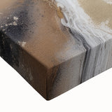 Close-up of a vibrant abstract modern design stretched canvas wall art piece, showcasing bold colors and intricate patterns, ideal for contemporary home decor.