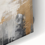 Abstract modern wall art design featuring vibrant colors and geometric patterns, printed on acrylic glass, showcasing a close-up view of the intricate details and textures. Perfect for contemporary home decor or as a bold statement piece.