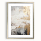 Abstract modern wall art collection featuring a silver frame and mat, showcasing vibrant geometric designs, perfect for contemporary home decor.