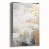 Framed canvas wall art showcasing a contemporary abstract design with silver accents, elegantly displayed from a side view, ideal for modern home decor.