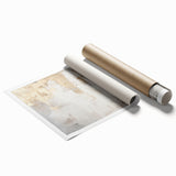 Abstract modern wall art featuring vibrant geometric shapes in shades of blue, yellow, and red, rolled and ready for framing, perfect for contemporary decor.