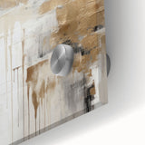 Close-up of a vibrant abstract modern design wall art piece featuring bold colors and intricate patterns, printed on acrylic glass for a contemporary aesthetic. Ideal for enhancing interior spaces with artistic flair and visual interest.