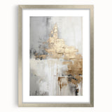 Abstract modern wall art collection framed in silver, showcasing vibrant geometric patterns with a matte finish, ideal for contemporary home decor.