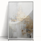 Framed acrylic wall art featuring an abstract modern design in vibrant colors, showcasing geometric shapes and a white border, perfect for contemporary home decor.