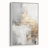 Framed abstract modern wall art collection showcasing vibrant geometric shapes and colors, presented in a sleek white frame, ideal for contemporary decor.