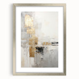 Modern abstract wall art collection featuring a sleek silver frame and mat, showcasing vibrant geometric patterns, ideal for contemporary home decor.