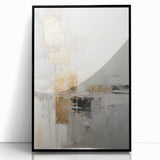 Framed abstract modern wall art featuring a minimalist black design, perfect for contemporary home decor, showcasing sleek lines and geometric shapes.