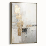 Framed canvas wall art showcasing an abstract modern design with a gold color palette, ideal for adding elegance to contemporary interiors. This piece features intricate patterns that enhance its artistic appeal, making it a perfect focal point for living spaces.