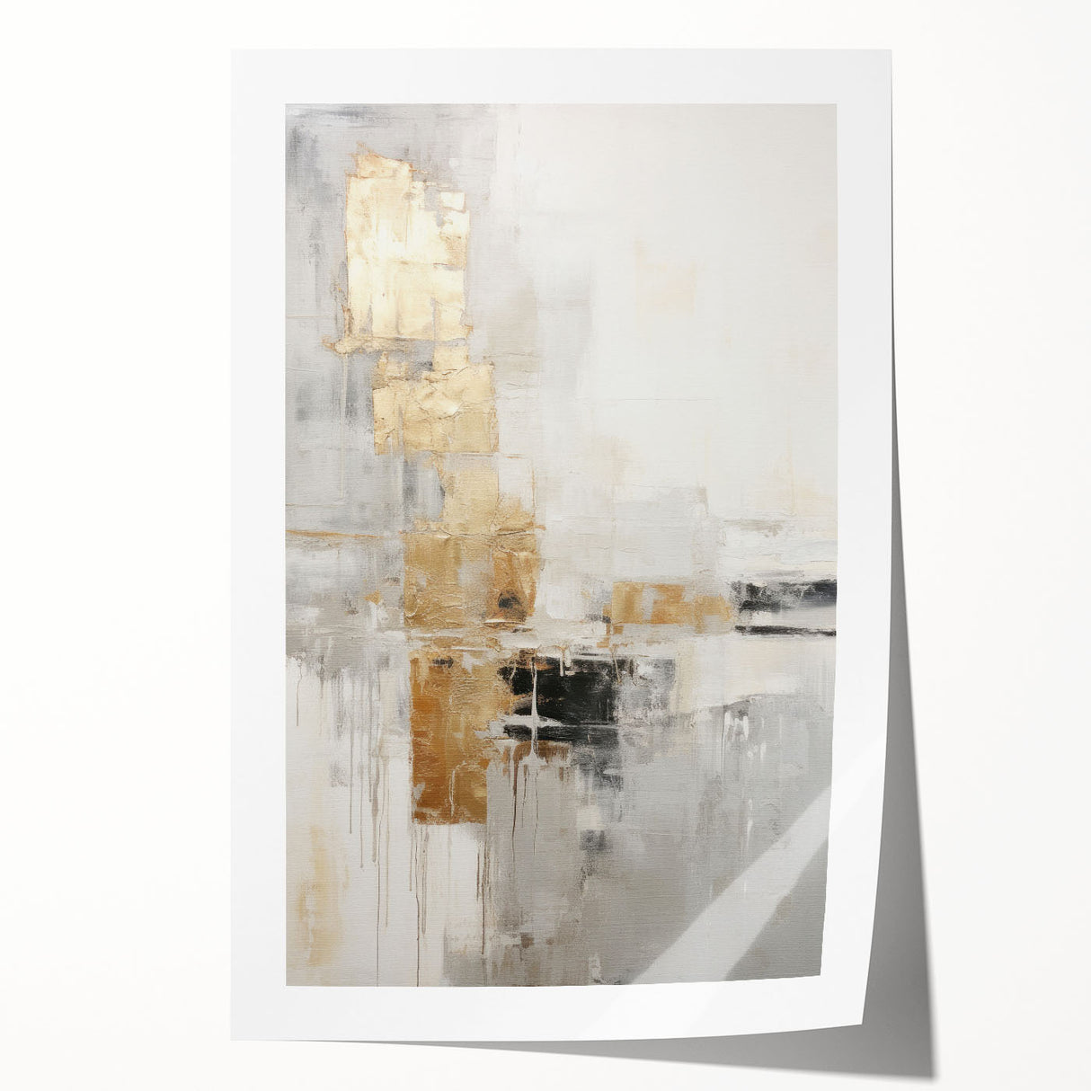 Colorful abstract modern wall art print showcasing vibrant swirls and geometric shapes, rolled and ready for framing, perfect for contemporary home decor.