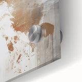 Close-up of a vibrant abstract modern wall art piece featuring bold colors and geometric shapes, showcasing a sleek acrylic glass finish that enhances the contemporary design. Perfect for adding a stylish touch to any living space.