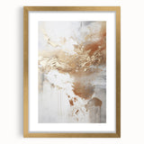 Abstract modern wall art collection framed in gold, showcasing vibrant geometric patterns and textures, designed to enhance contemporary home decor.