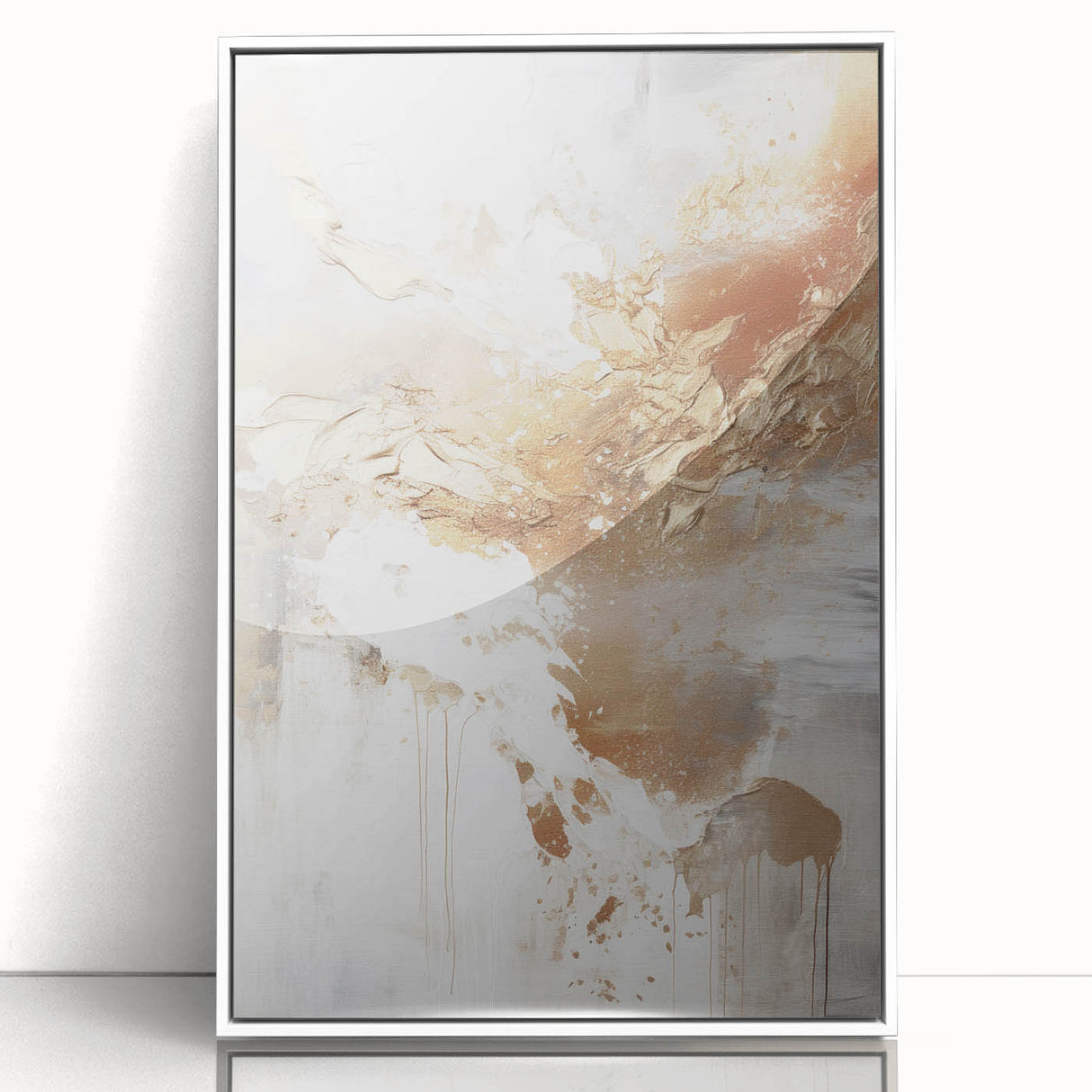 Framed acrylic wall art featuring an abstract modern design in vibrant colors, showcasing geometric shapes and lines, perfect for contemporary home decor.