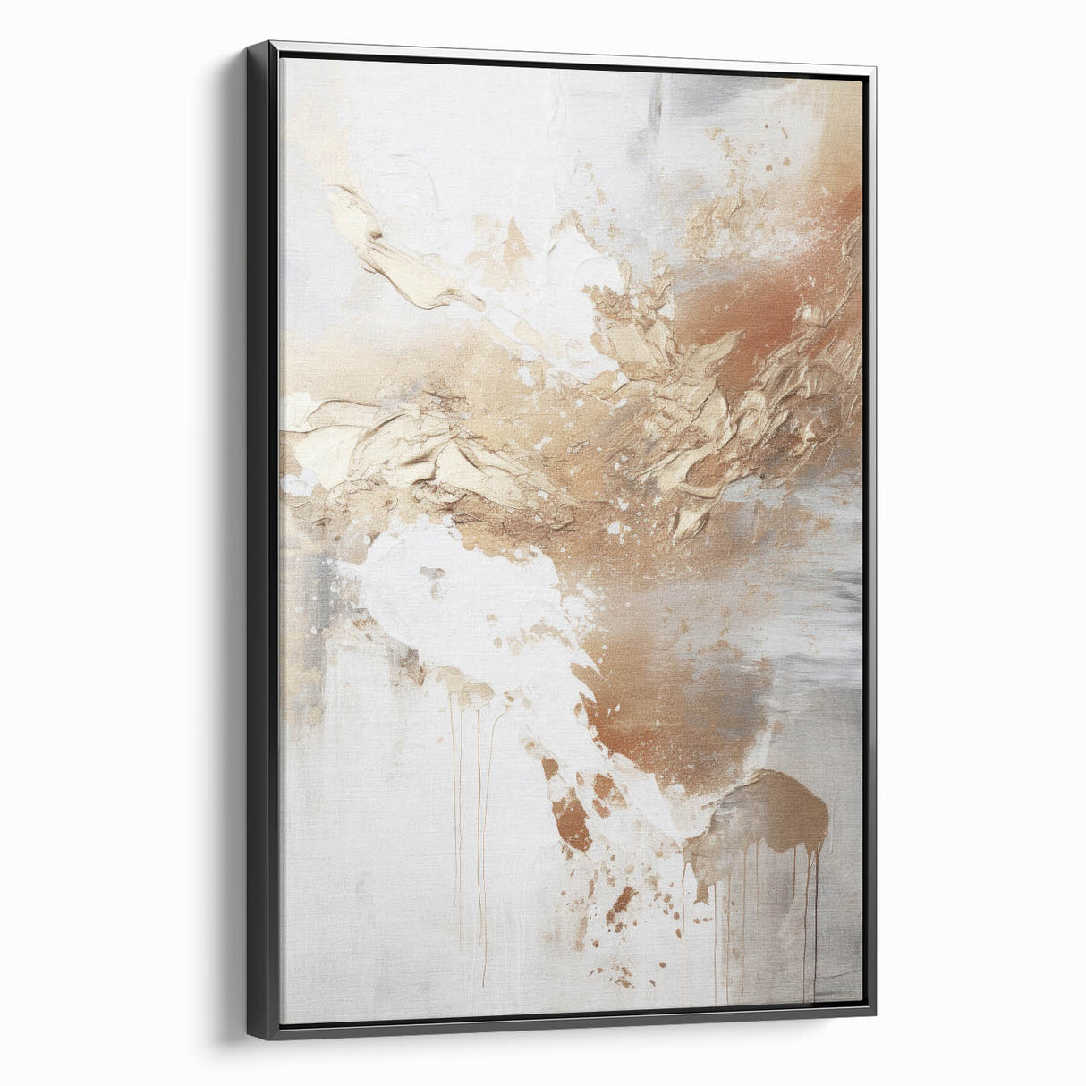 Framed abstract modern wall art design showcasing dynamic geometric patterns in black and white, displayed from a side view, ideal for contemporary home decor.