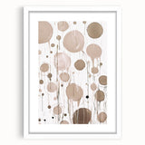 Abstract modern wall art collection featuring a white-framed piece with a mat, showcasing vibrant geometric patterns and colors, ideal for contemporary decor.