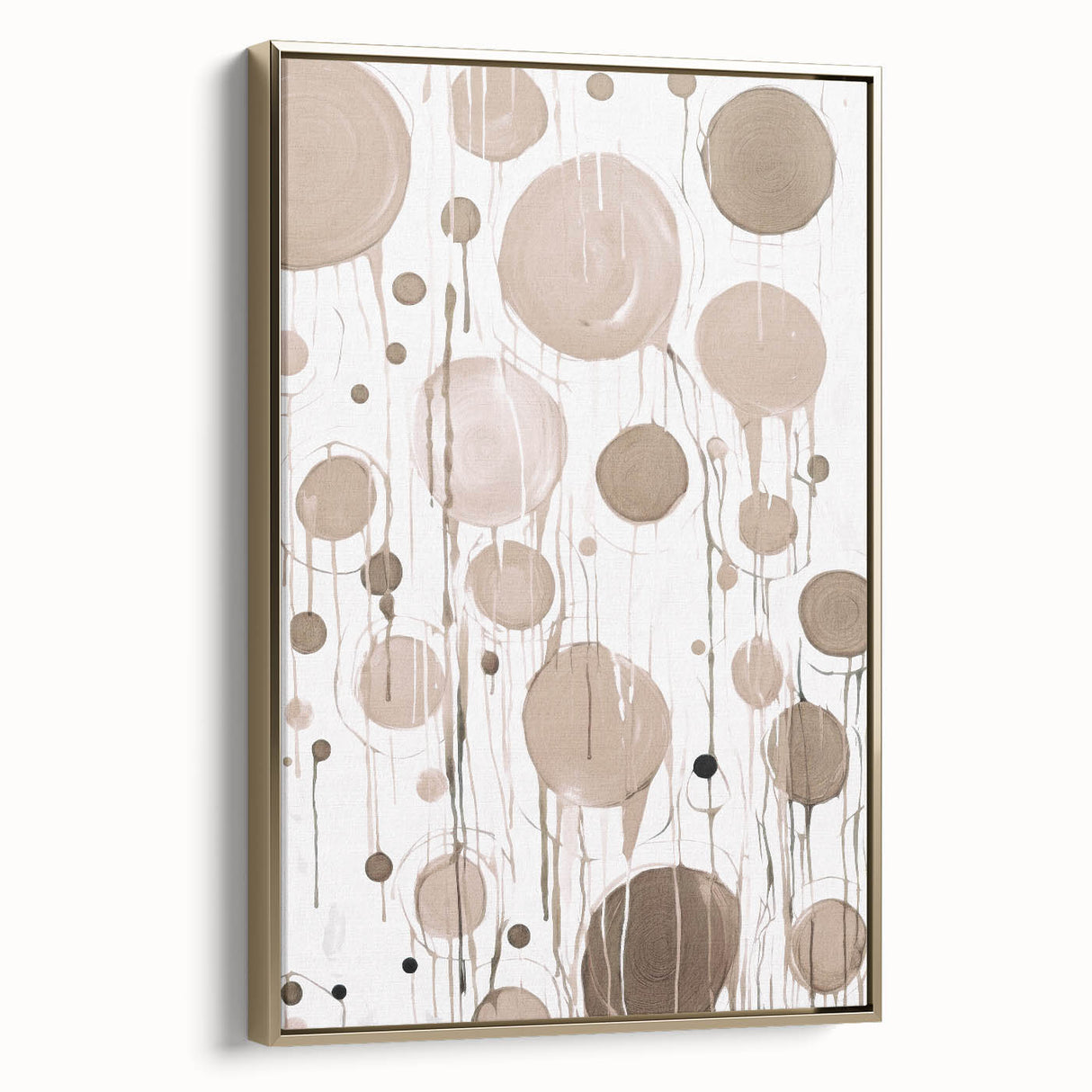 Framed canvas wall art showcasing an abstract modern design featuring gold accents, elegantly displayed from a side view against a neutral background, ideal for contemporary home decor.
