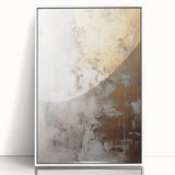 Framed abstract modern wall art piece featuring a colorful design with geometric shapes and a white border, ideal for contemporary home decor.