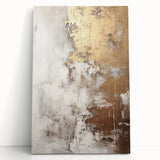 Abstract modern wall art collection featuring vibrant colors and geometric shapes on stretched canvas, leaning against a neutral wall, perfect for contemporary decor.