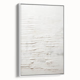 Framed abstract modern wall art featuring a minimalist design in soft colors, showcasing an elegant white frame and a sleek side profile against a neutral background.