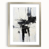 Abstract modern wall art collection featuring six framed pieces with a silver mat, showcasing vibrant colors and geometric designs in a stylish display.