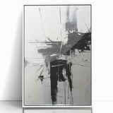 Framed abstract wall art collection with modern design, featuring vibrant colors and geometric shapes in a sleek white frame, ideal for contemporary decor.