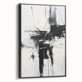 Framed abstract modern wall art collection featuring vibrant colors and geometric shapes in a sleek black frame, ideal for contemporary decor.