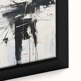 Close-up of an abstract modern wall art collection featuring vibrant geometric shapes in bold colors, framed elegantly for display.