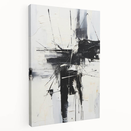 Stretched canvas wall art collection showcasing an abstract modern design with vibrant colors and dynamic shapes, perfect for contemporary decor.