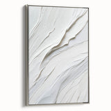 Framed abstract modern wall art collection showcasing a sleek silver border, ideal for contemporary decor, displayed from a side view against a neutral background.