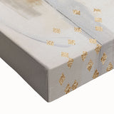 Close-up of an abstract modern design wall art collection featuring vibrant colors and textured details on a stretched canvas, ideal for contemporary decor.