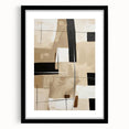Abstract modern wall art collection featuring a sleek black frame with mat, showcasing vibrant geometric patterns that enhance contemporary decor. Ideal for stylish interiors.