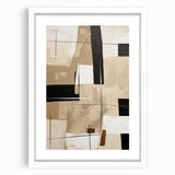 Abstract modern wall art collection featuring a framed piece with a white mat, showcasing geometric shapes and soft colors in a contemporary design, ideal for home decor.