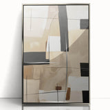 Framed abstract modern wall art featuring a sleek silver design, showcasing geometrical patterns and vibrant colors, perfect for contemporary home decor.