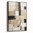 Framed canvas wall art showcasing a modern abstract design in vibrant colors, featuring a sleek black frame and side view perspective, perfect for contemporary decor.