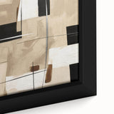 Close-up of a framed abstract modern wall art piece showcasing vibrant colors and dynamic shapes, ideal for contemporary home decor and artistic expression.