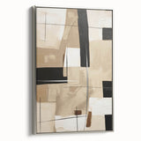 Framed abstract modern wall art collection with a silver frame, showcasing vibrant colors and geometric designs, perfect for contemporary home decor.