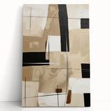 Abstract modern wall art collection showcasing vibrant geometric patterns in bold colors, elegantly stretched on canvas, perfect for contemporary home decor.