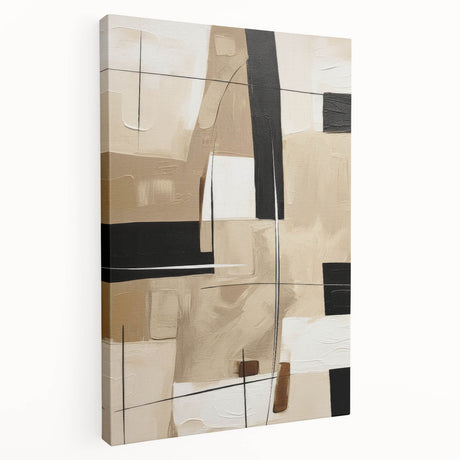 Abstract modern design wall art collection featuring a stretched canvas in vibrant colors, showcasing a side view of intricate geometric patterns, perfect for contemporary decor.