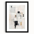 Abstract modern wall art collection in a sleek black frame, showcasing a vibrant geometric design against a white background, ideal for contemporary home decor.