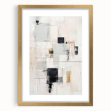 Abstract modern wall art collection featuring a framed gold mat design, showcasing vibrant colors and geometric patterns, perfect for contemporary home decor.